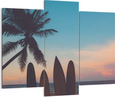 Produktbild von Bild auf Leinwand - Leinwandbild - Strand Meer Palme - 130x100cm - Wand Bild - Wanddeko - Leinwanddruck - Bilder - Kunstdruck - Wanddekoration - Leinwand bilder - Wandkunst - CB130x100-4080
