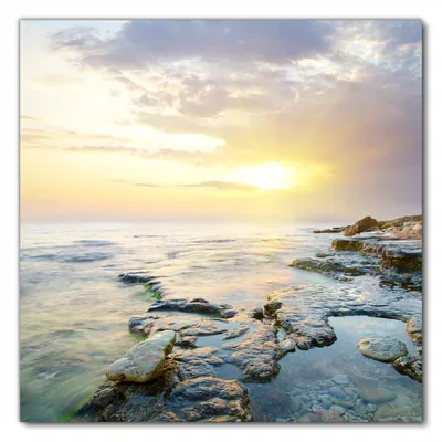 Produktbild von Wallario selbstklebende Möbelfolie/ Tischdecke für Innen und Außen, Größe: 70 x 70 cm - Sonnenuntergang über dem Meer
