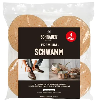 Produktbild von SCHRADER Premium Schwamm 4 Stk. - Zum Auftragen und Auspolieren von Reinigungs- und Pflegemitteln - S1400401