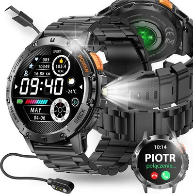 Zdjęcie produktu dla Smartwatch Męski Zegarek Menu Polskie Rozmowy 530Mah Wodoodporny Ciśnienie