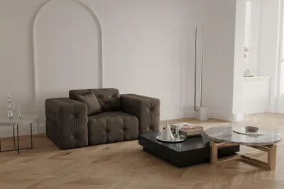 Produktbild von Sessel Designersessel CHANTAL in Stoff Opera Velvet Braun