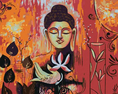 Produktbild von Zuty - Malen nach Zahlen - BUDDHA AUF ROTEM HINTERGRUND II, 40x50 cm, mit Keilrahmen (bereits gespannt)