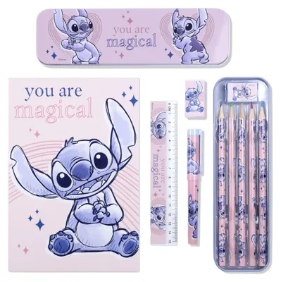 Produktbild von Disney Lilo & Stitch Federmäppchen für Kinder mit Buntstiften, Kunstbedarf, Schrein, Geschenk-Set