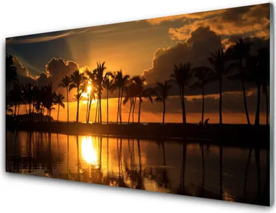 Produktbild von Acrylglasbilder 100x50 Wandbild Druck Bäume Sonne Landschaft