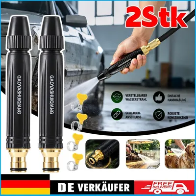 Produktbild von 2 Stk Hochdruck Wassersprüher Pistole für Autowäsche Garten Schlauch Druckverstärker