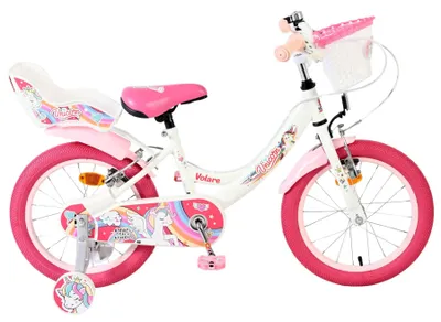 Productafbeelding van Volare Unicorn Kinderfiets - Meisjes - 16 inch - Wit - Twee Handremmen