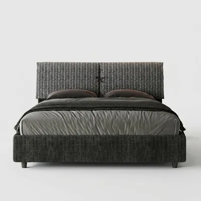 Produktbild von ITYHOME - Gepolstertes Bett mit Lattenrost 160x190 mit Stoffbezug Aragona 8 Blau Mados