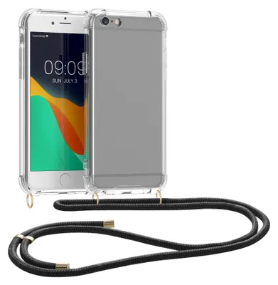 Produktbild von kwmobile Necklace Case kompatibel mit Apple iPhone 6 / 6S Hülle - Silikon Cover mit Handykette - Band Handyhülle Schwarz Transparent
