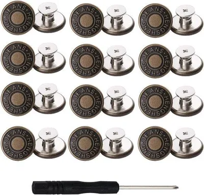 Produktbild von Metalne Knöpfe, Reserveknopf, Jeansknopf, intrebbare Knopf, druckfester Knopf, abnehmbar und verstellbar, keine Nähung, Knopfgeschirr