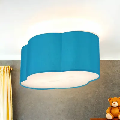 Obrázek produktu pro Stropní lampa do dětského pokoje modrá malý plochý obláček látkové stínítko pro 2x E27 stropní světlo dětská lampa
