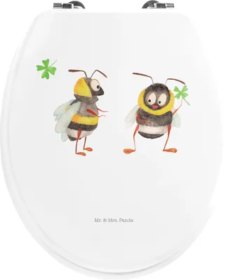 Produktbild von Mr. & Mrs. Panda Klodeckel Hummeln Kleeblatt - Weiß - Geschenk, glücklich Werden, WC Brille, WC-Sitz, Biene Deko, Gute Laune, Spruch Positiv, sein, Klobrille, Hummel