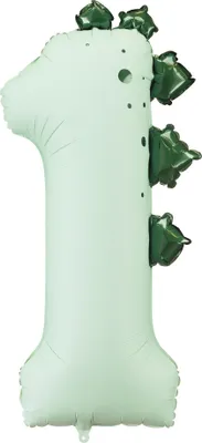 Produktbild von Folienballon Ziffer 1 Zahlenballon 92cm Dinosaurier Mintgrün