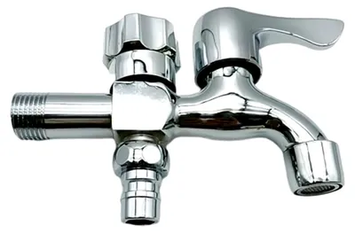 Produktbild von Doppelter Wasserhahn für den Außenbereich aus Messing mit Doppelanschluss für den Garten, 1/2 Zoll