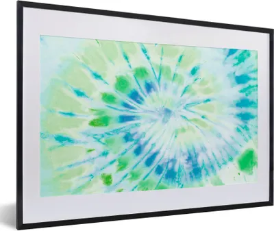 Produktbild von MuchoWow® Gerahmtes Poster Krawattenfärbung - Grün - Blau 60x40 cm - Poster mit Schwarzem Bilderrahmen Wandposter Rahmen Foto Bilder - Schlafzimmer - Plakat in Rahmen - Drucken