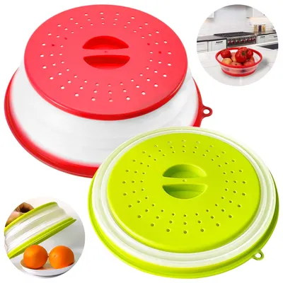 Productafbeelding van Magnetronafdekking - Opvouwbare spatbeschermer - 2 stuks - Ø 26,5 cm x 8 cm