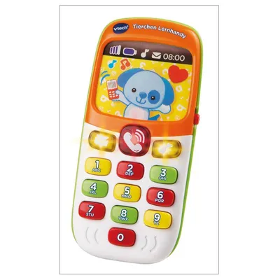 A Vtech Tierchen Lernhandy toy phone is shown against a white background.