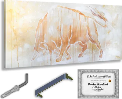 Zdjęcie produktu dla Monica Mirafiori I 100% MALOWANY RÊCZNIE I Obraz "Bullock" 100x50cm | Obraz Malowany Recznie | Obraz Olejny | Obraz Nowoczesny