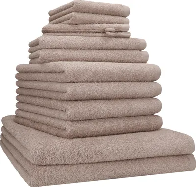Produktbild von Betz Berlin Handtuch-Set 12-teilig – 100% Baumwolle – ®  – Duschtücher, Handtücher, Gästetücher & Waschhandschuhe Farbe Cappuccino