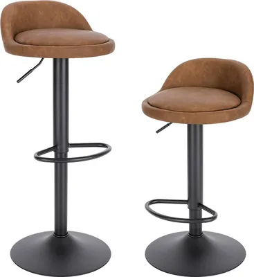 Produktbild von EUGAD Barhocker 2er Set, Drehstuhl, Kunstleder, Metall, Braun