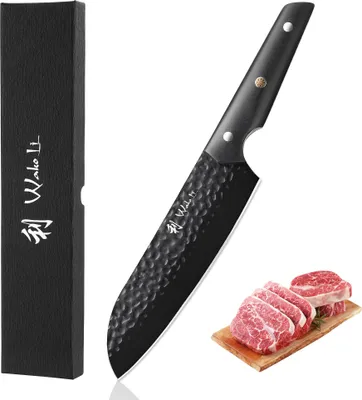 Produktbild von Wakoli Yugen Serie Santoku Messer I 18 cm Klinge I Edelstahl mit schwarzer Titanium-Beschichtung