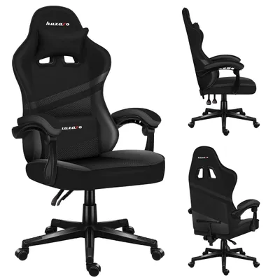 Produktbild von Huzaro Force 4.4 | Gaming Stuhl Bürostuhl Schreibtischstuhl Ergonomischer | Kopfstütze Lendenkissen Höhenverstellbar Wippfunktion | Stoff | Schwarz