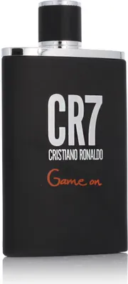 A black bottle of Cristiano Ronaldo CR7 Game On Eau de Toilette for men.