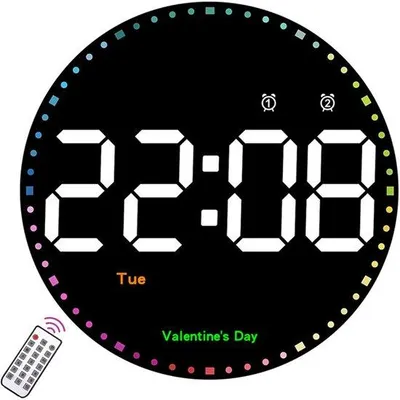 Produktbild von Große 10" LED-Uhr mit Fernbedienung, Temperatur, Datum, dimmbar, für Wohnzimmer, Büro