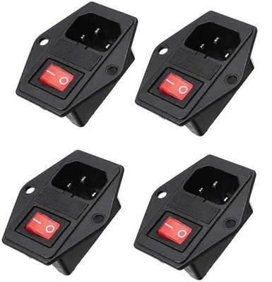 Obrázok produktu pre Sada 4 elektrických vypínačov, 250 V, 10 A, 4-pólové, s červeným svetlom