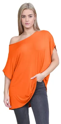 Productafbeelding van Janisramone, dames, nieuwe collectie: top met wijde mouwen, model "batwing", halterneck en losse pasvorm