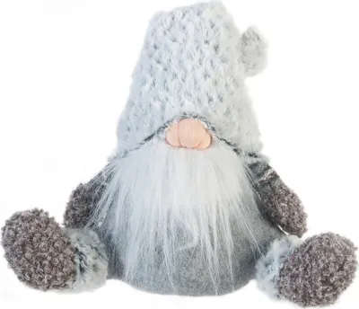Immagine prodotto di Gnomo Rebecca Mobili in stile nordico, H 35 cm in tessuto grigio e bianco