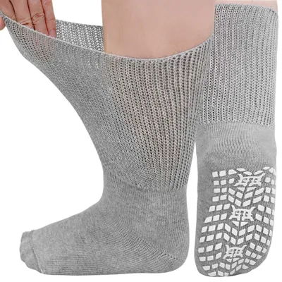 Produktbild von Diabetiker Socken für Herren und Damen, Weicher und Weiter Bund, 3 Paar, Grau