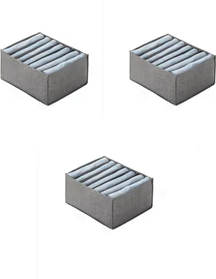 Produktbild von 3 Stück Kleiderschrank Organizer, Aufbewahrungsbox 7 Fächer, Schrank Organizer, Schubladen Organizer faltbar,für Hosen, Kleidungen,Grau groß