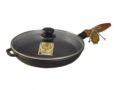 Produktbild von Gusseisenpfanne Ø24 cm mit Holzgriff & Glasdeckel MAYSTERNYA T302C3 – für Induktion & alle Herdarten