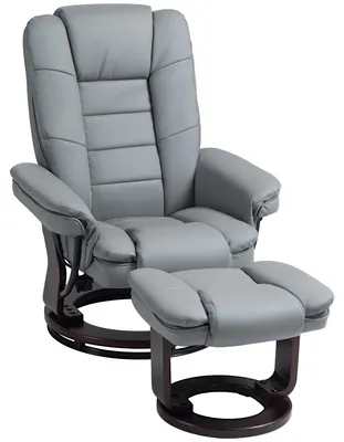 Immagine prodotto di Poltrona relax - Poltrona da lounge - Poltrona imbottita - Poltrona con poggiapiedi - Grigia - Schienale regolabile fino a 135°