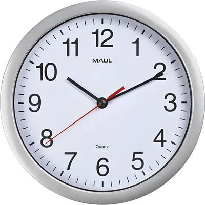 Produktbild von MAUL Wanduhr MAULrun Ø 25.2 x 5 cm Kunststoff 1 x AA (1.5 V) silber