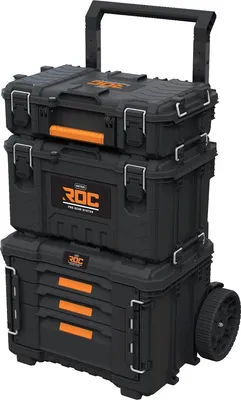 Produktbild von Keter Pro Gear XL Werkstattwagen mit 3 Koffern - 3 Schubladen - 64x47x79-105 cm - Schwarz