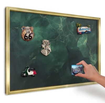 Produktbild von Magnettafel 60x40 cm mit goldenem Rahmen - Magnetische Metalltafel, Magnetpinnwand zur Wandmontage für Wohnzimmer, Küche, Flur, Kinderzimmer und Büro - Grüntiefe