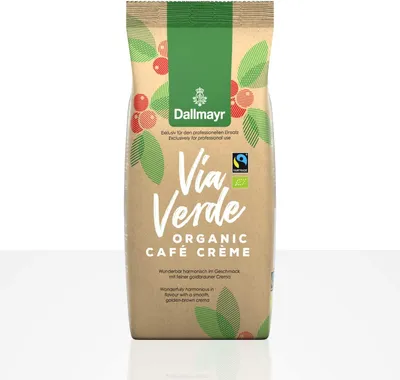 Produktbild von Dallmayr Via Verde Café Crème  Fairtrade - 1kg Kaffeebohnen, 100% Arabica