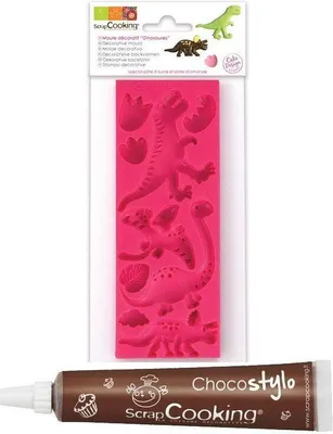 Produktbild von Schimmel - Dekorationen - Zuckerpaste - Dinosaurier + Schokoladenstift