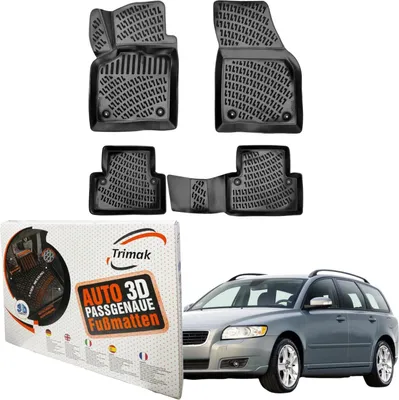 Produktbild von Trimak Autofußmatten kompatibel mit Volvo V50 (2004–2012) Auto Allwetter Gummimatten