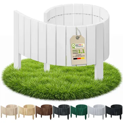 Produktbild von Floranica Flexible Beeteinfassung 10 x 100 cm Weiß  Rasenkante Beetumrandung Gartenzaun Steckzaun Holzzaun Rollboarder