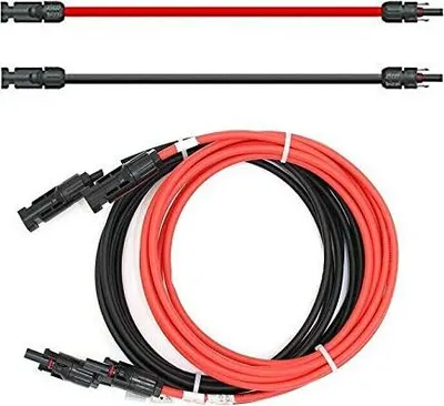 Produktbild von Verlängerungskabel 6mm² inkl. Solarstecker 1m- PV Kabel H1Z2Z2-K beidseitig rot/schwarz - Photovoltaik Kabel mit Stecker - Solarkabel für PV Solaranla
