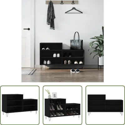 Produktbild von The Living Store Schuhregal Schwarz 102x36x60 cm Holzwerkstoff