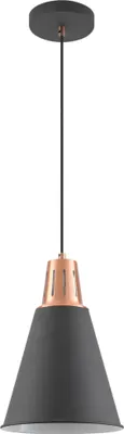 Produktbild von GTV - Pendelleuchte GIANNI Hängeleuchte Deckenlampe E27 schwarz gold Kupfer Lampenschirm 22 cm höhenverstellbar Esszimmer Wohnzimmer Küche Beleuchtung modern