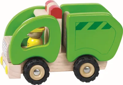 Produktbild von Goki Holz Müllwagen - Spielzeugauto mit Gummireifen