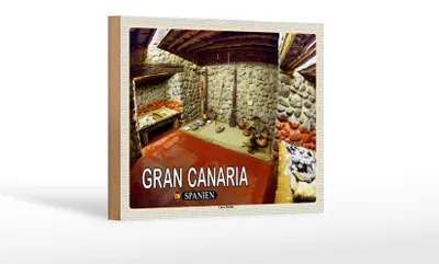 Produktbild von Holzschild Reise 18x12 cm Gran Canaria Spanien Cueva Pintada Höhle