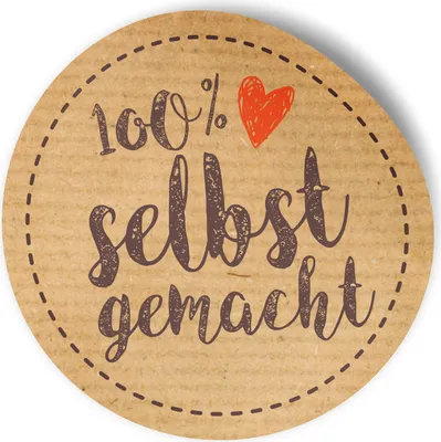 Produktbild von Itenga 50 x Etikett rund 4cm "100% selbstgemacht" Sticker vintage