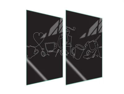 Immagine prodotto di Piastre copri fornelli 2 pezzi 35x52 Vetroceramica copri piano cottura vetro tagliere cucina nero