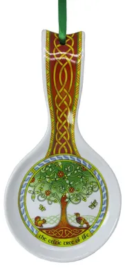 Bone China Löffelablage mit Lebensbaum, 22 cm