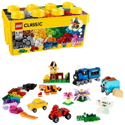 Produktbild von LEGO Classic Mittelgroße Bausteine-Box, Konstruktionsspielzeug für Mädchen und Jungen zum Bauen von Autos, Tieren und mehr, mit Aufbewahrungsbox, Geschenk-Set für Kinder ab 4 Jahren 10696